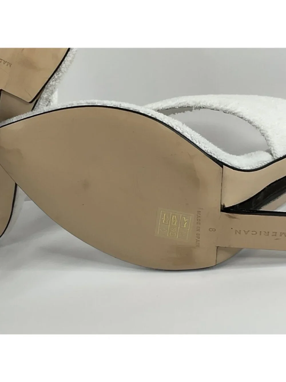 Good American Heels Womens Sz 8 White Terry Cloth Cinder F*cking Rella $260 Nwb